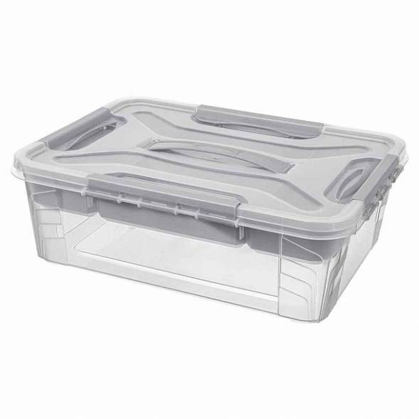 Ящик для хранения универсальный со вставкой-органайзером Grand box, 10л, светло-серый