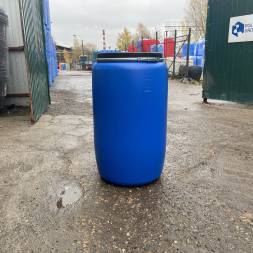 Бочка пластиковая с крышкой и металлическим обручем, 127 л, синий [22010005]