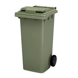Мусорный контейнер пластиковый для ТБО/ТКО на колесах с крышкой, 120 л, зеленый