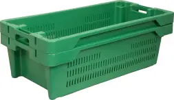 Ящик пластиковый перфорированный, 800x400x225 мм, 72 л, зеленый [211-1]