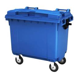 Мусорный контейнер пластиковый для ТБО/ТКО на колесах с крышкой, 660 л, синий