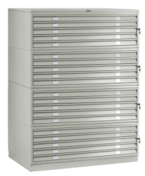 Шкаф металлический картотечный (картотека) для чертежей ПРАКТИК A0-20, А0, 20 ящиков, 1660x1359x927 мм