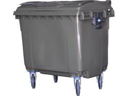 Пластиковый мусорный контейнер на колесах, 660л, серый