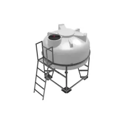 Емкость ЦКТ 3000 л с патрубком 110мм с фланцем под плотность до 1,5 г/см3 белая в обрешетке с лестницей