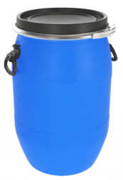 Бочка пластиковая с крышкой, металлическим обручем и ручками, 65 л, синий [БП65.02/15]