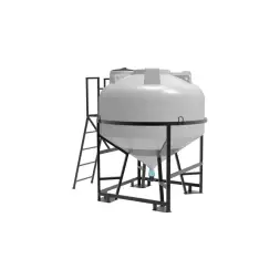 Емкость ЦКТ 3000 л с патрубком 110мм с фланцем под плотность до 1,5 г/см3 белая в обрешетке с лестницей