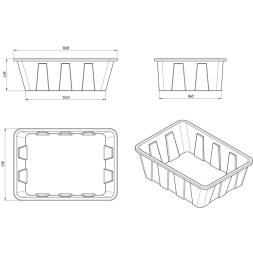 Ванна пластиковая пищевая с крышкой KN, 600 л, 1.0 г/см³, HDPE, черный [121201.0600.899.000]